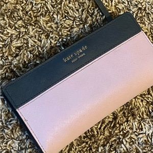 KATE SPADE Cameron Street Colorblock Slim Bifold Wallet WLRU5463 Blue Lavender